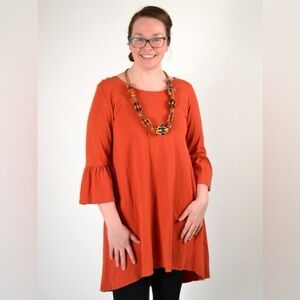 Bryn Walker Heavy Linen Phryne Hi-Low Tunic Dress Sz M Ruffle Sleeve 100% Linen